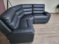 Черен кожен ъглов диван La-z-boy, снимка 12