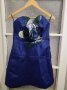 Елегантна синя сатенена рокля размер S/36 цена 84 лв.