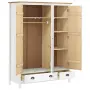 vidaXL Гардероб с 3 врати Hill бял 127x50x170 см борово дърво масив, снимка 4