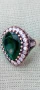Стар сребърен руски пръстен,зелен камък,дамски, снимка 12