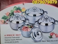 Комплект 4 тенджери с метален капак stainless steel, снимка 1