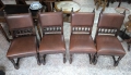 4 бр. дъбови стола с естествена кожа, снимка 3