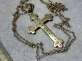 СТАР СРЕБЪРЕН КРЪСТ СРЕБРО 925 с ФАСЕТИРАНИ КРИСТАЛИ и СРЕБЪРНА ВЕРИЖКА с НУЖДА от ЗАКОПЧАЛКА 22266, снимка 2