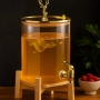 Голям диспенсър за напитки 8L с дървена стойка и златист кран, снимка 4