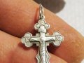 сребърен кръст разпятие православен кръст с Исус Христос и надпис Споси и Сохрани сребро, снимка 2