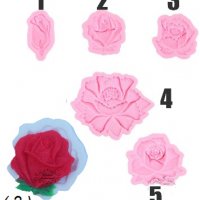 5 различни рози Роза божур силиконов молд форма декорация украса фондан торта гипс шоколад, снимка 1 - Форми - 29792426