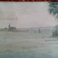 Стара картина акварел 1924 г, снимка 6 - Антикварни и старинни предмети - 37412967