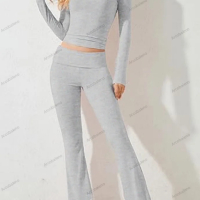 Дамски ежедневен едноцветен моден комплект с дълъг ръкав, 4цвята , снимка 14 - Комплекти - 44737988