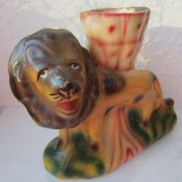 Стара ваза с лъв, керамика, снимка 4 - Статуетки - 30118602