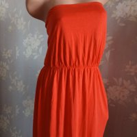 H&M- XL- Макси рокля в червено оранжев цвят и интегрален сутиен , снимка 4 - Рокли - 37434753