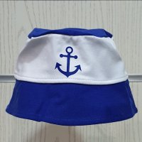 Нова детска шапка идиотка с синьо/бяло с Котва, от 1 година до 18 години, снимка 4 - Шапки, шалове и ръкавици - 29974287