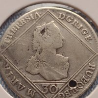 Сребърна монета 30 кройцера 1764г. Мария Терезия Бохемия Прага 12214, снимка 6 - Нумизматика и бонистика - 42846959