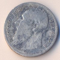 Белгия стар сребърен франк 1904 година, снимка 2 - Нумизматика и бонистика - 38320973