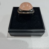 Сребърен комплект - пръстен и брошка с розов кварц, снимка 6 - Бижутерийни комплекти - 38999370