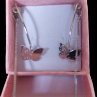 Сребърни висящи обеци пеперуди back and front,дълга задна част,колекция"Butterflies"/нови, снимка 1 - Колиета, медальони, синджири - 44411877