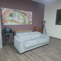 Сив диван от плат тройка с функция сън, снимка 4 - Дивани и мека мебел - 44701523