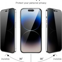 Privacy 5D Стъклен протектор за Apple iPhone 14 | 14 Pro Max | 14 Plus | 14 | Anti Spy, снимка 1 - Фолия, протектори - 38110182