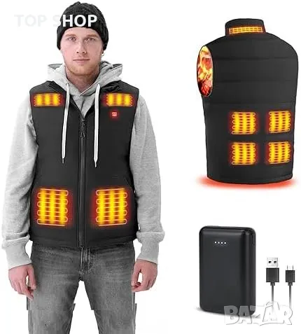 Ново електрическо поларено яке без ръкави Отопляема жилетка грейка за тяло, снимка 1