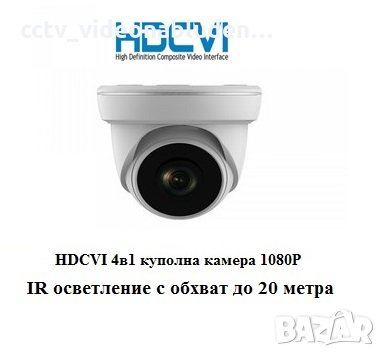 Day Night HDCVI 4в1 куполна камера 1080P  обектив 2.8mm с хоризонтален ъгъл 94°, снимка 1