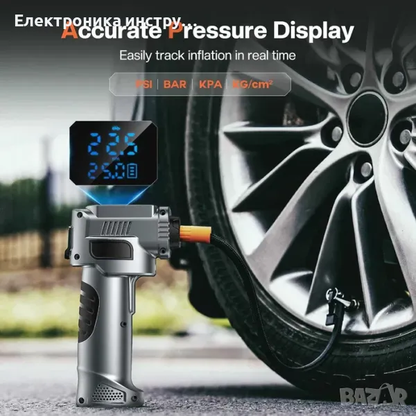 4в1 авариен стартер с компресорпомпа за автомобил LED дисплей, снимка 1