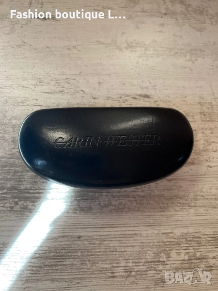 Carin Webster черен кожен калъф за слънчеви очила с вътрешна велурена част🖤, снимка 1