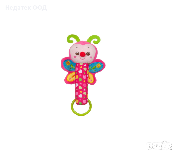 Плюшена дрънкалка, пеперуда, 22см, снимка 1