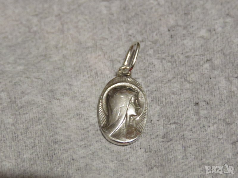 сребърен медальон, сребърно колие Молещата се Мадонна и сребърно синджирче сребро, снимка 1