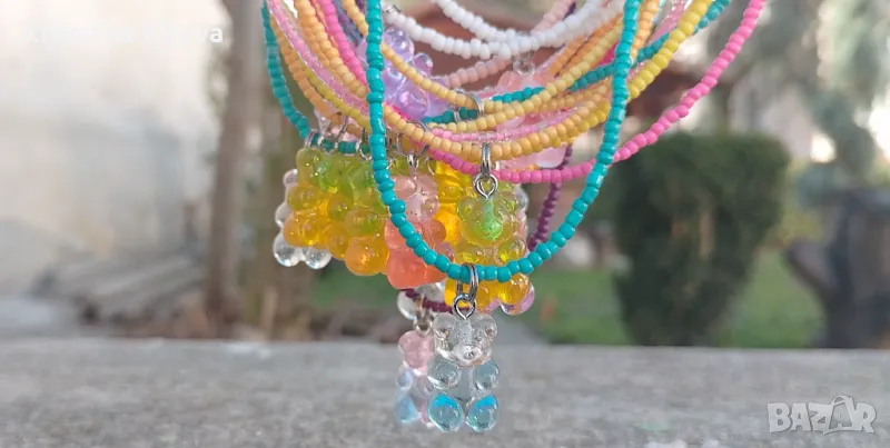 Цветни колиета с желирани мечета. Бижута Луди гъби.  Ръчна изработка., снимка 1