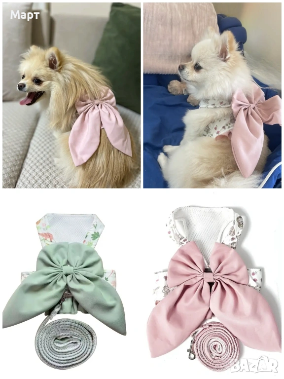 Рокля за куче с нагръдник и каишка Йорки Шпиц Померан Териер, снимка 1