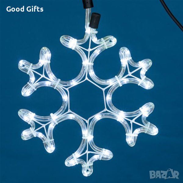 Светеща коледна снежинка, 27см, Студено бяло, снимка 1