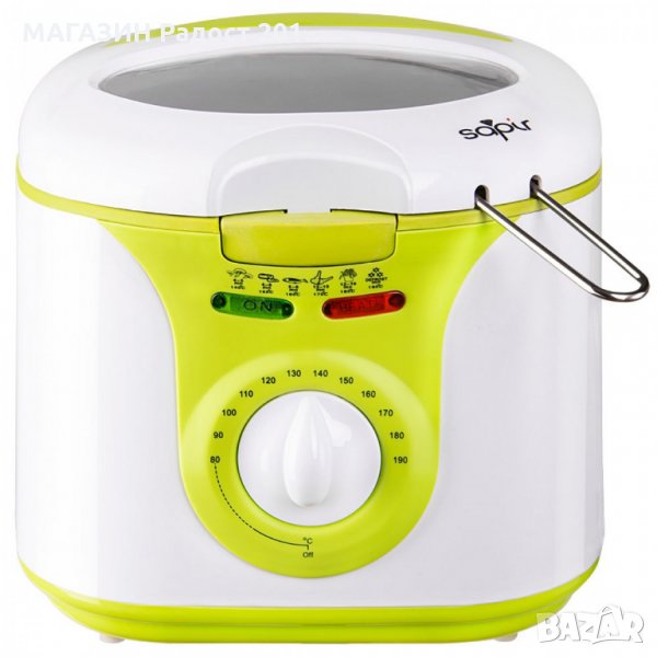 Чисто нов С ГАРАНЦИЯ Фритюрник SAPIR SP 1980 D, 2л , 1450W, Демонтиращ се съд , Бял/зелен, снимка 1
