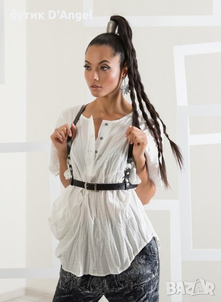 Тиранти "Black" от естествена кожа, снимка 1