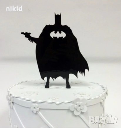 Батман Цял ръст черен твърд пластмасов топер украса декор за торта, снимка 1