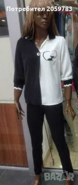 Дамска риза в черно и бяло , снимка 1