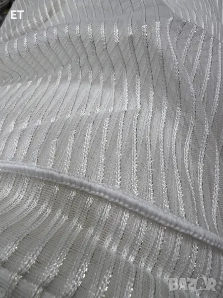 Перде мрежа с ламе,бяло със злато, снимка 1