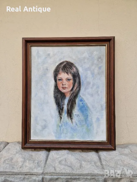 Прекрасна антикварна авторска майсторска картина масло върху платно , снимка 1