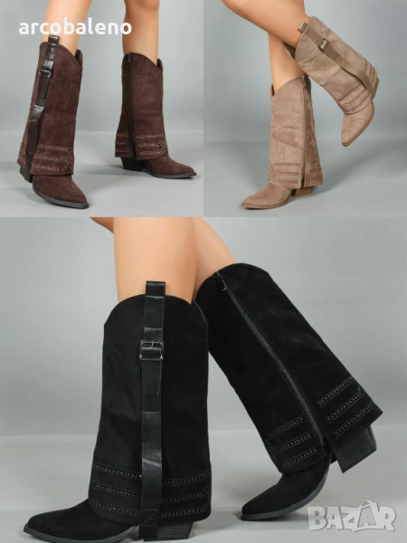 Дамски уестърн и байкърски ботуши, 3цвята , снимка 1