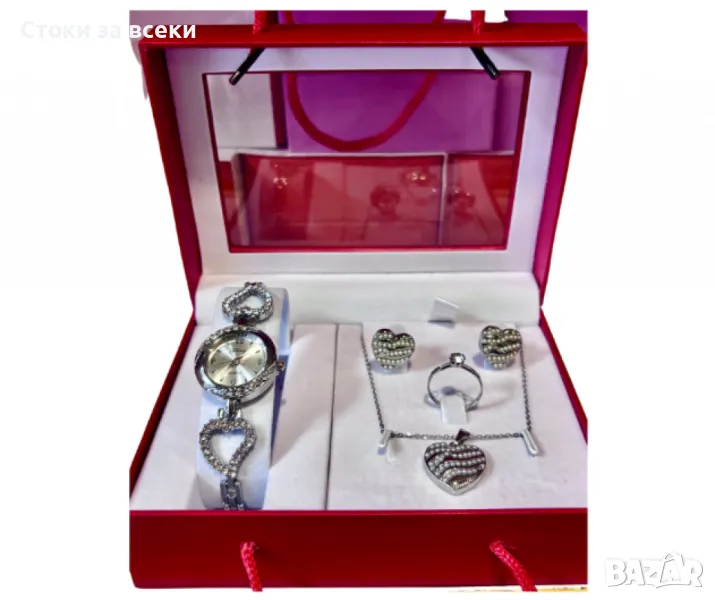 Луксозен дамски комплект часовник с бижута 4в1, идеалният подарък за изискани дами, снимка 1