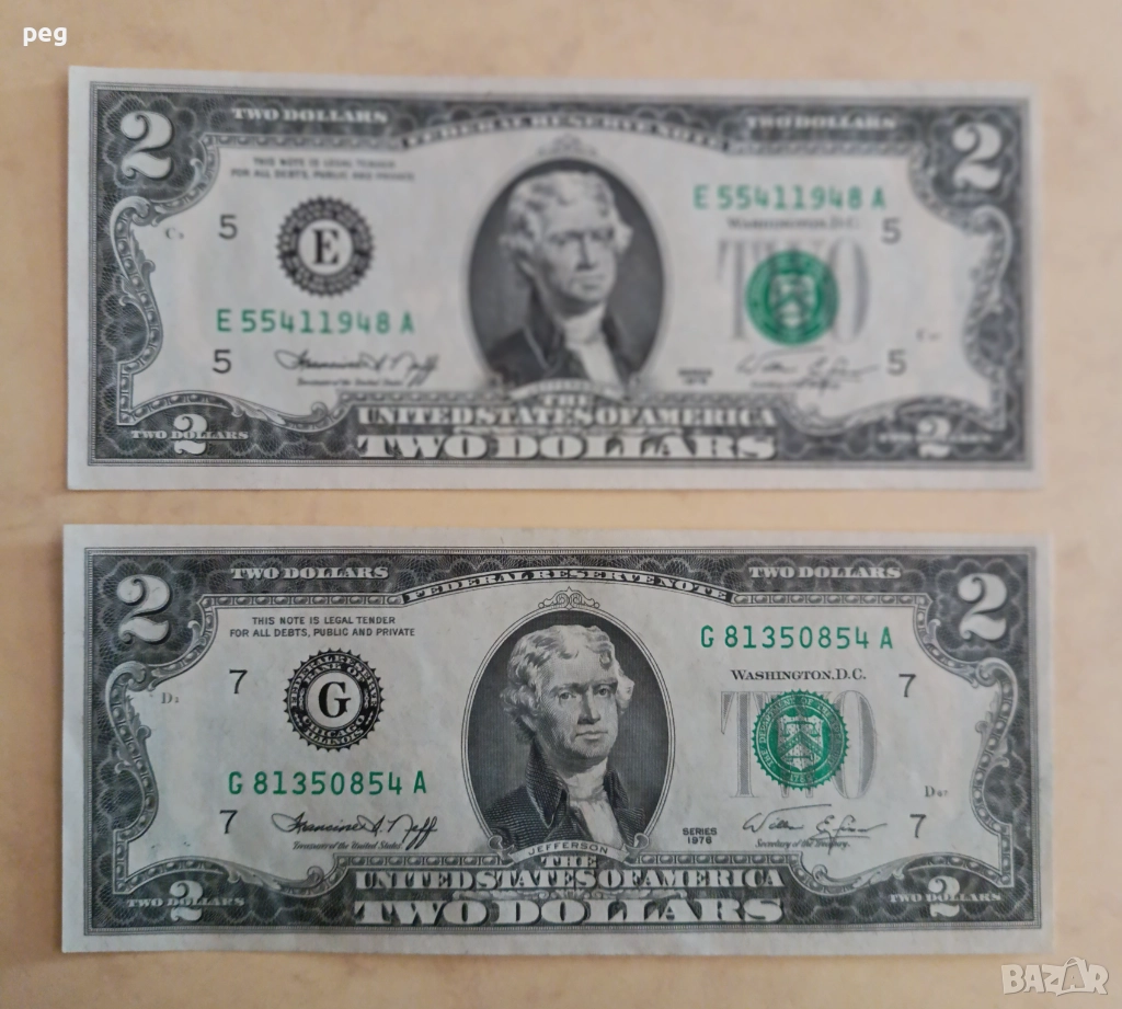 Банкноти $2 1976 година UNC, снимка 1