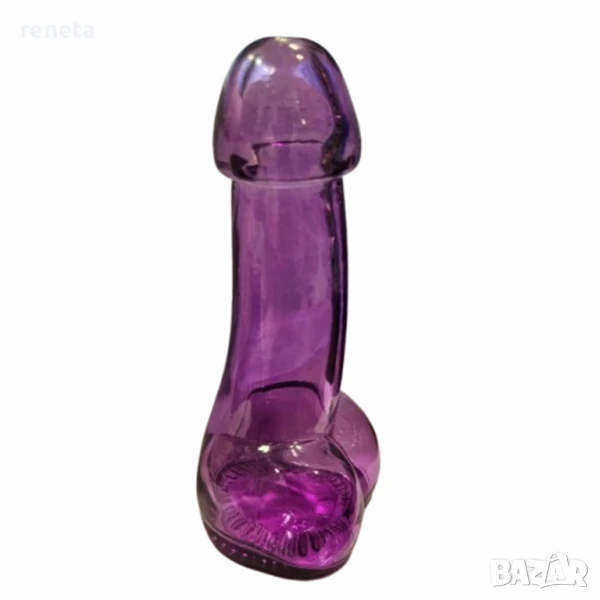 Чашка Пенис, Тип шот, Стъклена, Лилаво, 14х6 см, снимка 1