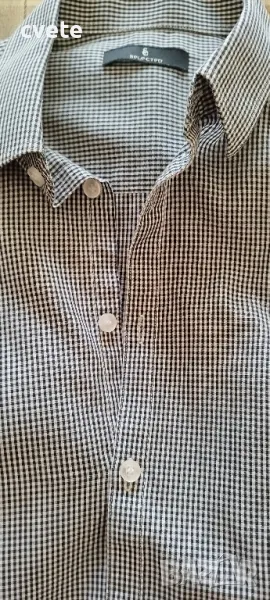 Мъжка риза пепит бяло и черно, снимка 1