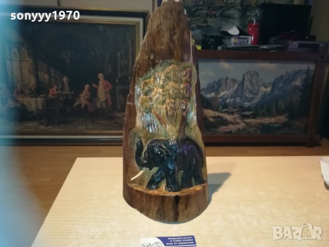 Слон издълбан в дънер от тиково дърво 0101211837, снимка 10 - Колекции - 31272039