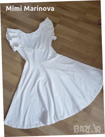 Бяла рокля с панделки  на гърба, снимка 4 - Рокли - 33712526