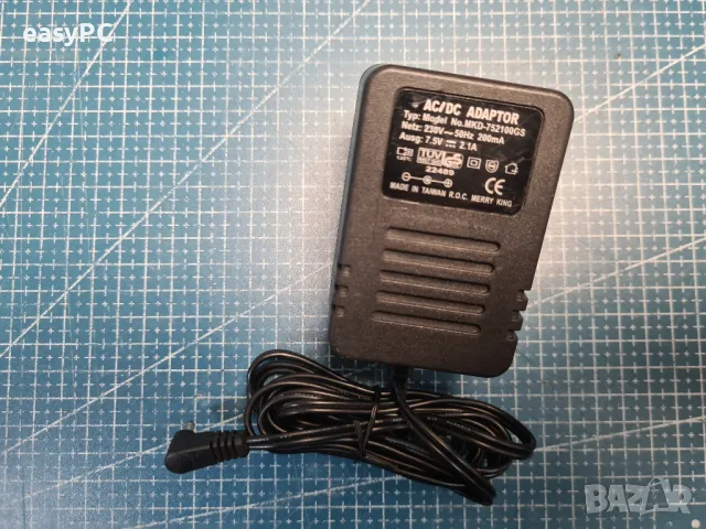 Оригинален захранващ адаптер MERRY KING 7.5V 2.1A, снимка 2 - Друга електроника - 49300730