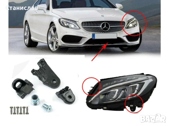 Комплект щипки за захващане на фар Mercedes C-Class W205, снимка 3 - Части - 50645262