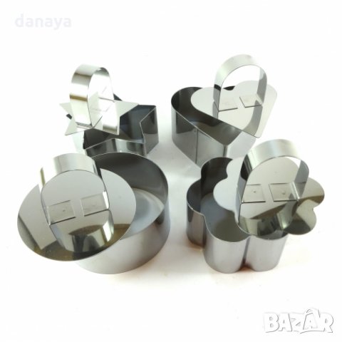 1721 Комплект рингове за оформяне на салати гарнитури ястия десерти, 4 броя, снимка 7 - Форми - 30321452