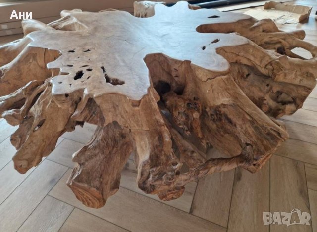 Масивна холна маса от корен на тиково дърво , снимка 1