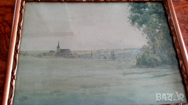 Стара картина акварел 1924 г, снимка 6 - Антикварни и старинни предмети - 37412967