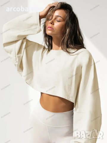 Дамски суичър с кръгло деколте и висока талия, 4цвята, снимка 4 - Суичъри - 42814490