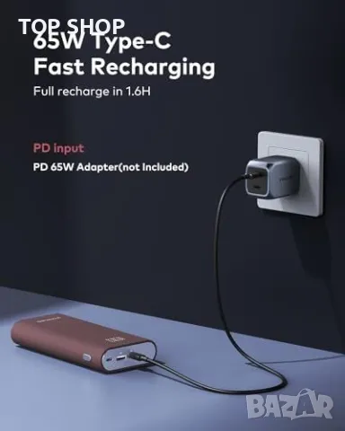 Нова 65W Бърза Зарядна Батерия: USB-C/A 20000mAh: Зарядно за Лаптоп и Телефон, снимка 4 - Оригинални батерии - 49249465